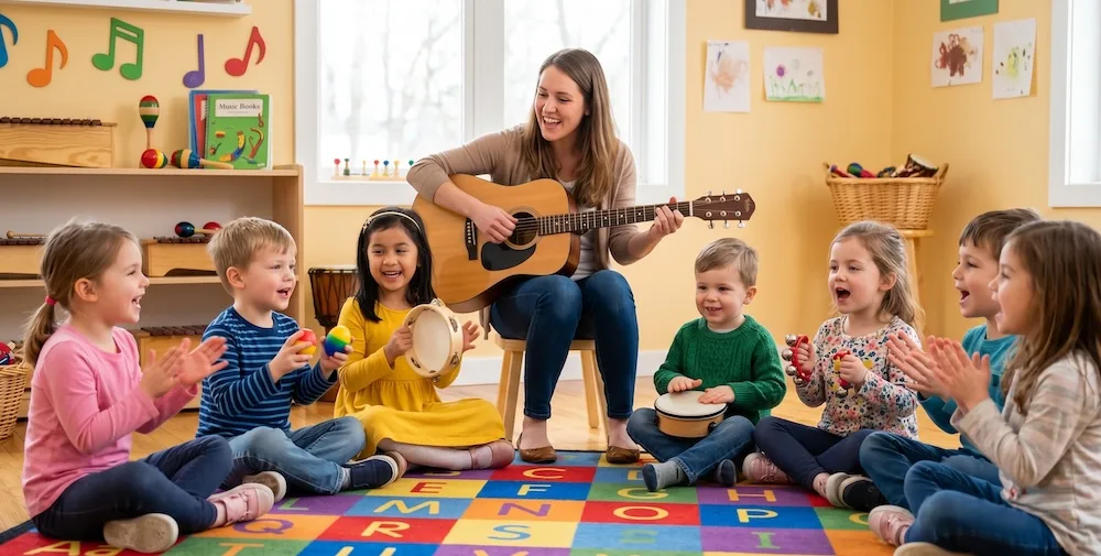 Children in music classes at kids activity centre Western Sydney